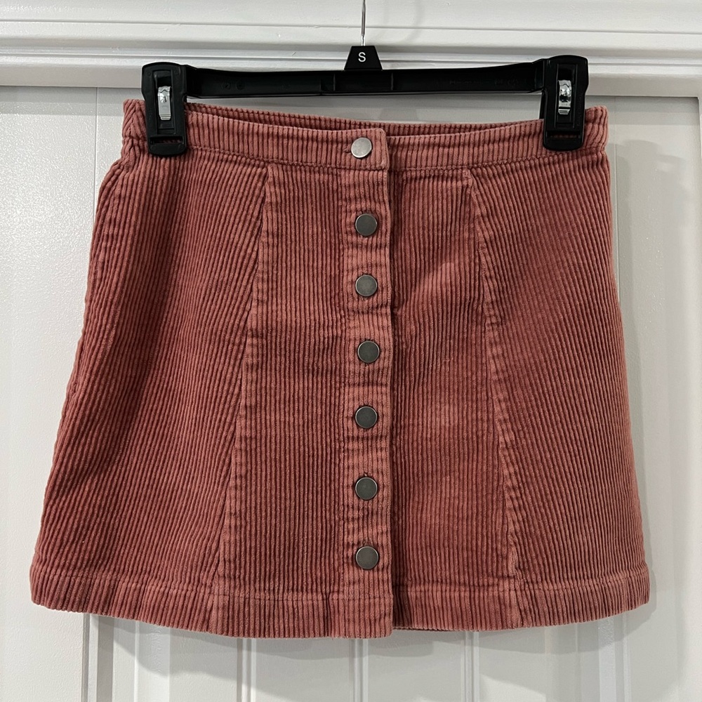 Forever 21 blush pink button up corduroy skirt
